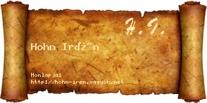 Hohn Irén névjegykártya
